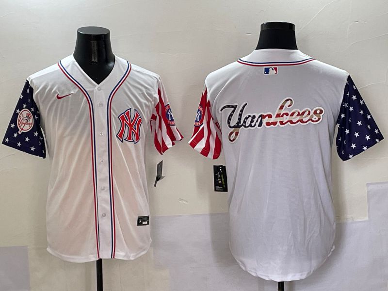 Men New York Yankees Blank White a generation of national flags Jointly Name 2025 Nike MLB Jersey style 9